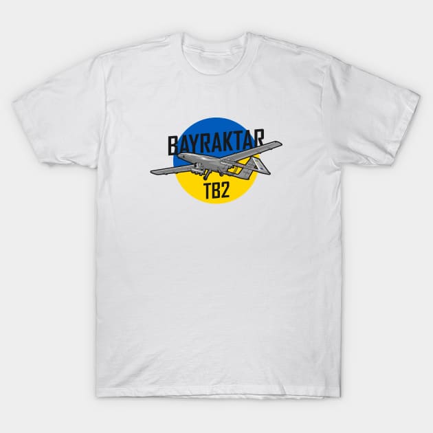 Blue Yellow Ukraine Bayraktar Drone T-Shirt by KaroCars